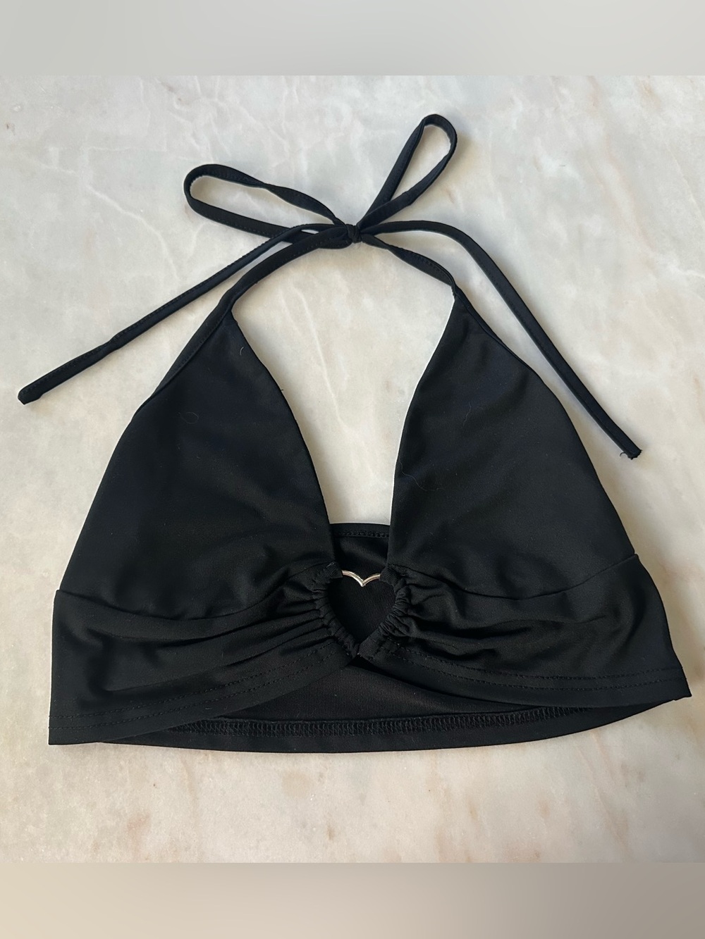 Halter Crop Top with Heart Accent
